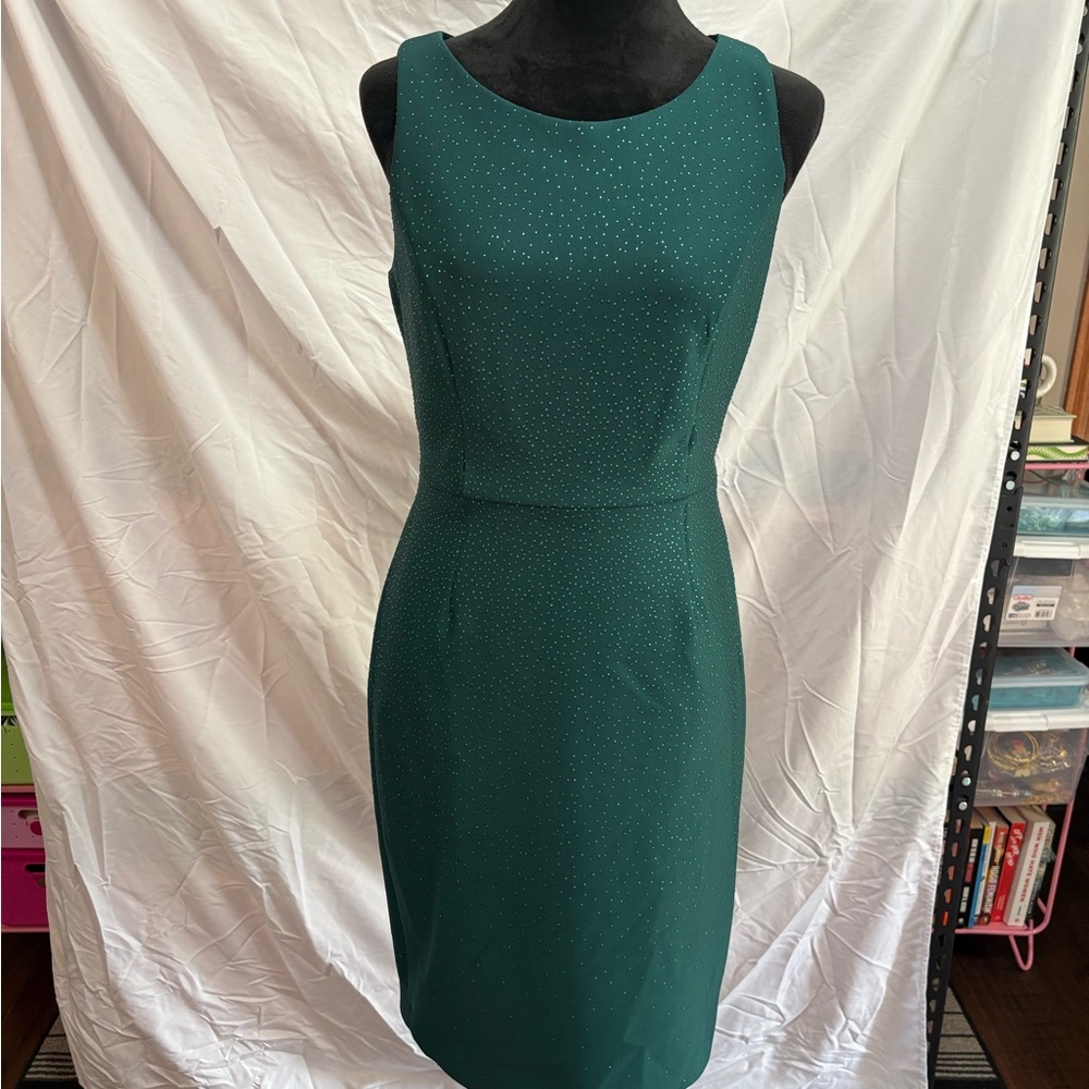 Calvin Klein Green Boat-Neck Embellished Sheath Dress